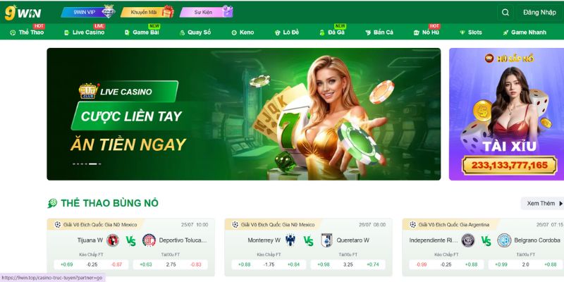 Khám phá giao diện nhà cái 9WIN tối ưu cho mọi thiết bị, tốc độ cực nhanh